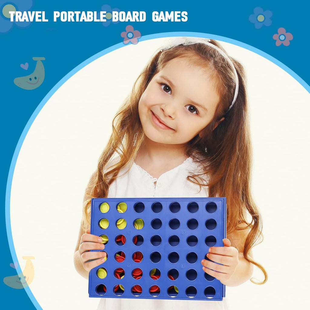 4 IN A ROW Board Game for Kids / Travel Board Game / Board Games Indoor & Outdoor, Perfect as a Party Game (random color )