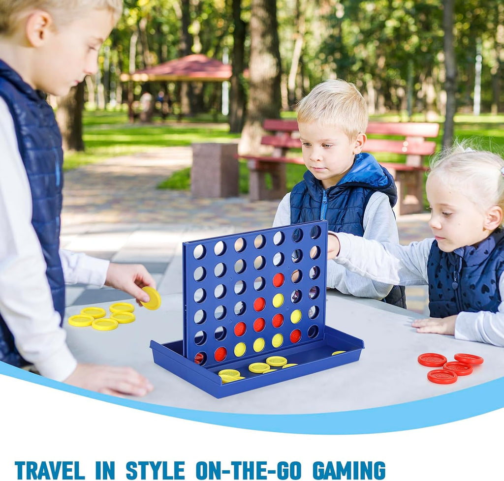 4 IN A ROW Board Game for Kids / Travel Board Game / Board Games Indoor & Outdoor, Perfect as a Party Game (random color )