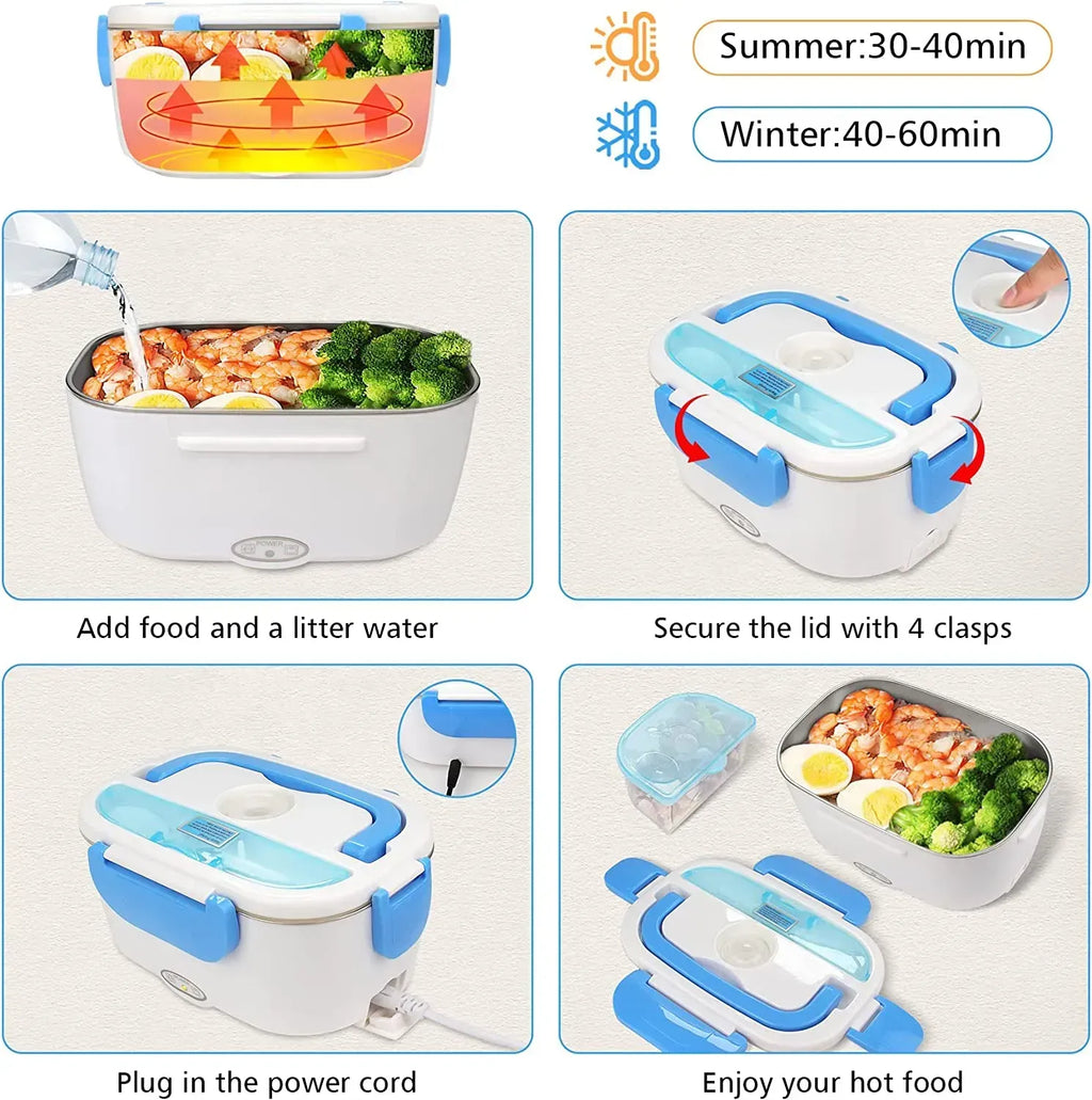 Example produWaterproof Portable Electric Heating Lunch Box | Leakproof Food Warmer with Stainless Steel Container for Car, Office & Travelct